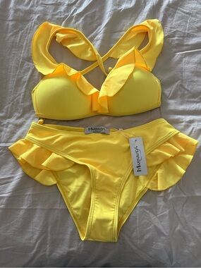 Marinavda Yellow Ruffle Bikini Set - Women's Two-Piece Swimwear